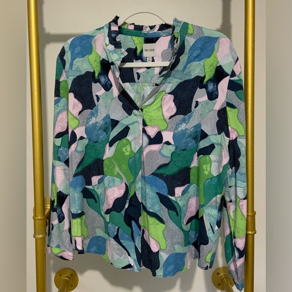 Nic+Zoe Petite Frozen Tundra Abstract-Print Tunic Size Medium